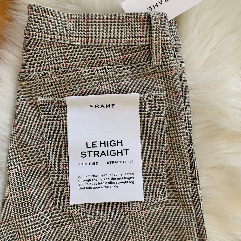 NWT Frame Denim Le High Straight Cropped Jean- Washed Plaid Sz 29